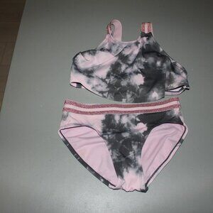 Pink & Grey 2 Pcs Justice Bikini Swimsuit Size 10